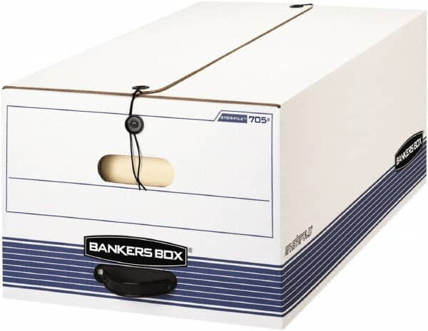 BANKERS BOX - 1 Compartment, 15-1/4" Wide x 10-3/4" High x 19-3/4" Deep, Storage Box - Corrugated Cardboard, White/Blue - A1 Tooling