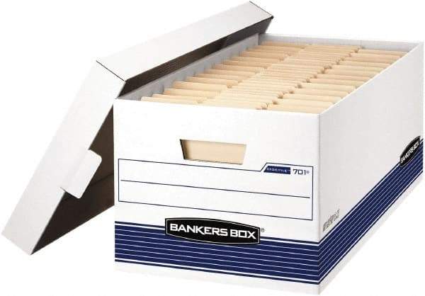 BANKERS BOX - 1 Compartment, 12-7/8" Wide x 10-1/4" High x 25-3/8" Deep, Storage Box - Corrugated Cardboard, White/Blue - A1 Tooling