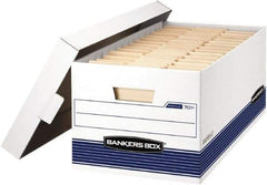 BANKERS BOX - 1 Compartment, 12-7/8" Wide x 10-1/4" High x 25-3/8" Deep, Storage Box - Corrugated Cardboard, White/Blue - A1 Tooling