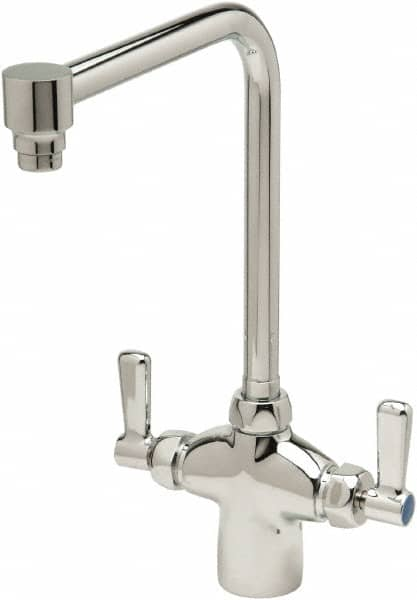 Zurn - Bent Riser, Two Handle, Chrome Plated Single Hole Mount, Laboratory Faucet - Lever Handle - A1 Tooling