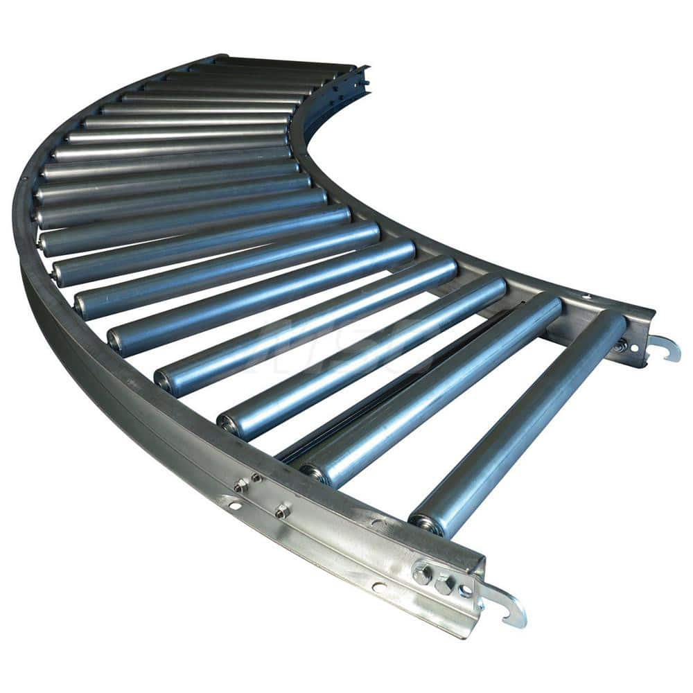 Gravity Conveyors; Conveyor Type: Roller; Component: 90 Degree Curved Conveyor; Telescopic: No; Roller Diameter (Decimal Inch): 1.3800; Overall Width: 15; Wheel Material: Galvanized Steel; Minimum Extended Length: 51.0000 in; Maximum Extended Length: 51.0