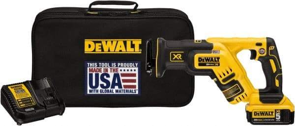 DeWALT - 20V, 0 to 2,900 SPM, Cordless Reciprocating Saw - 1-1/8" Stroke Length, 14-1/2" Saw Length, 1 Lithium-Ion Battery Included - A1 Tooling