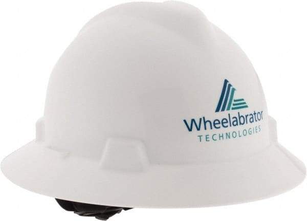 MSA - ANSI Type I, Class E Rated, 4-Point, Ratchet Adjustment Hard Hat - Blue, Full Brim, Wheelbrator - A1 Tooling