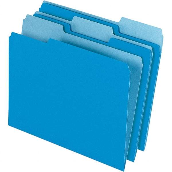 Pendaflex - 9-1/2 x 11-5/8", Letter Size, Blue/Light Blue, File Folders with Top Tab - 11 Point Stock, Assorted Tab Cut Location - A1 Tooling