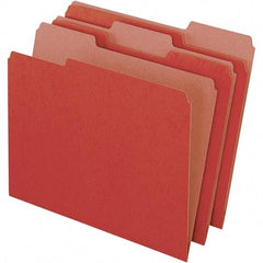 Pendaflex - 9-1/2 x 11-5/8", Letter Size, Red, File Folders with Top Tab - 11 Point Stock, Assorted Tab Cut Location - A1 Tooling