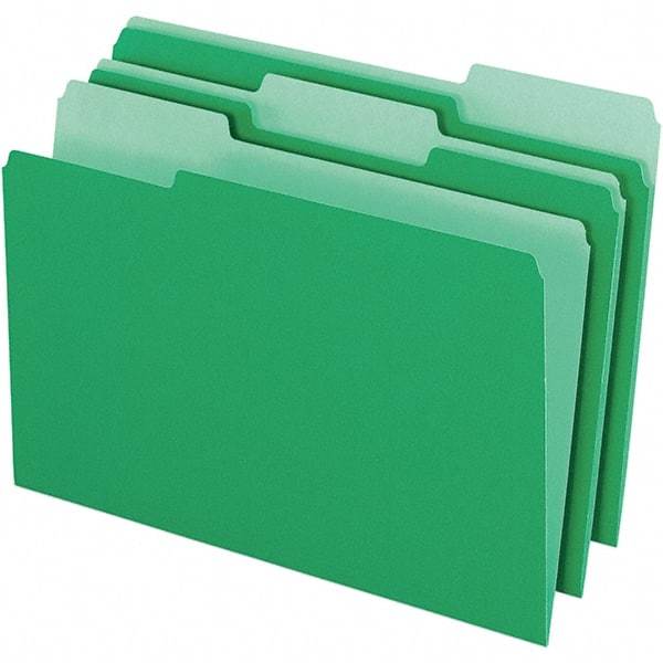 Pendaflex - 9-1/2 x 14-5/8", Legal, Green/Light Green, File Folders with Top Tab - 11 Point Stock, Assorted Tab Cut Location - A1 Tooling