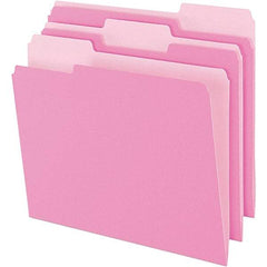 Pendaflex - 9-1/2 x 11-5/8", Letter Size, Pink, File Folders with Top Tab - 11 Point Stock, Assorted Tab Cut Location - A1 Tooling