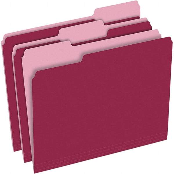 Pendaflex - 9-1/2 x 11-5/8", Letter Size, Burgundy, File Folders with Top Tab - 11 Point Stock, Assorted Tab Cut Location - A1 Tooling