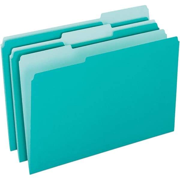 Pendaflex - 11-5/8 x 9-3/16", Letter Size, Aqua, File Folders with Top Tab - 11 Point Stock, Assorted Tab Cut Location - A1 Tooling