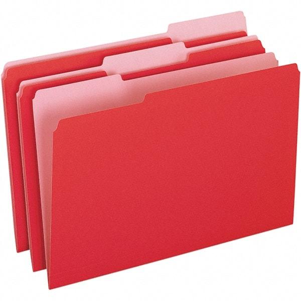 Pendaflex - 9-1/2 x 14-5/8", Legal, Red/Light Red, File Folders with Top Tab - 11 Point Stock, Assorted Tab Cut Location - A1 Tooling