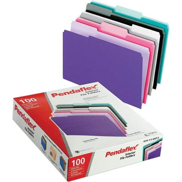 Pendaflex - 11-5/8 x 9-3/16", Letter Size, Assorted Colors, File Folders with Top Tab - 11 Point Stock, Assorted Tab Cut Location - A1 Tooling