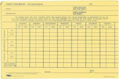 TOPS - 29/32" High x 6-51/64" Wide Weekly Time Cards - Use with Manual Time Record - A1 Tooling