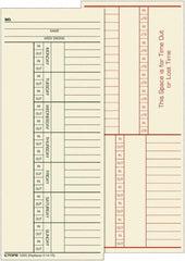 TOPS - 6-13/32" High x 9-1/2" Wide Weekly Time Cards - Use with Cincinnati K14-15 - A1 Tooling