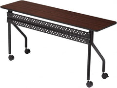 ICEBERG - 18" Long x 60" Wide x 29" High Stationary Rectangular Training Table - 3/4" Thick, Mahogany & Black, Melamine/Laminate/Steel - A1 Tooling