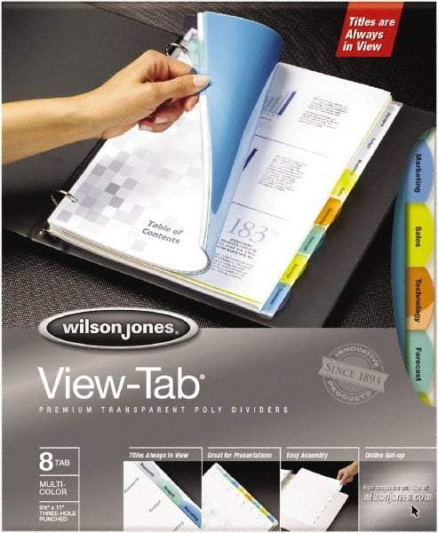 Wilson Jones - 11 x 8 1/2" 12 Tabs, 3-Hole Punched, Tab Divider - Multicolor Tabs, Multi-Color Folder - A1 Tooling