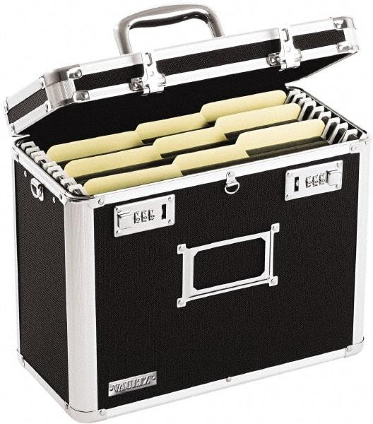 Vaultz - 1 Compartment, 13-3/4" Wide x 12-1/4" High x 7-1/4" Deep, Portable Storage Box - Aluminum, Chrome, PVC & Rubber, Black - A1 Tooling