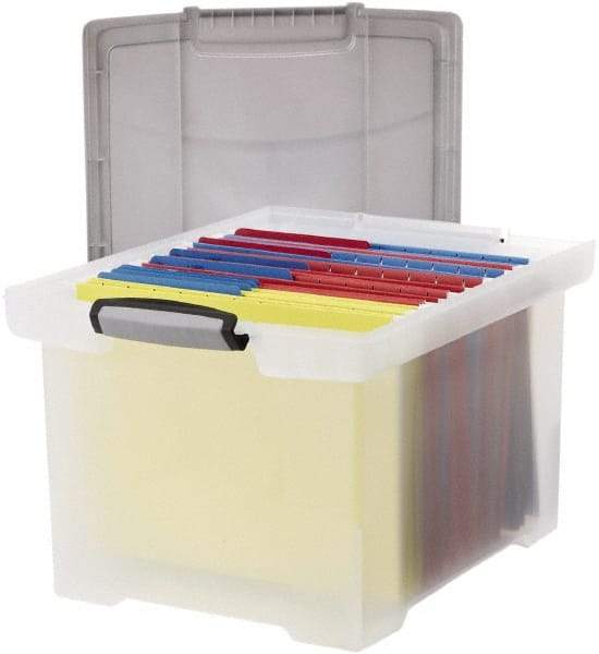 Storex - 1 Compartment, 18-1/2" Wide x 10-7/8" High x 14-1/4" Deep, Portable Storage Box - Plastic, Clear & Silver - A1 Tooling