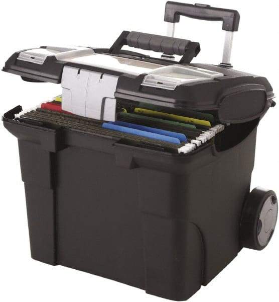 Storex - 1 Compartment, 15" Wide x 30" High x 16.38" Deep, Portable Storage Box - Metal & Plastic, Black - A1 Tooling