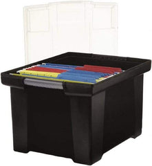 Storex - 1 Compartment, 18-1/2" Wide x 10-7/8" High x 14-1/4" Deep, Portable Storage Box - Plastic, Black/Clear - A1 Tooling