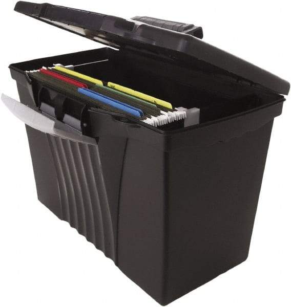 Storex - 1 Compartment, 14-1/2" Wide x 12" High x 10-1/2" Deep, File Storage Boxes - Plastic, Black - A1 Tooling