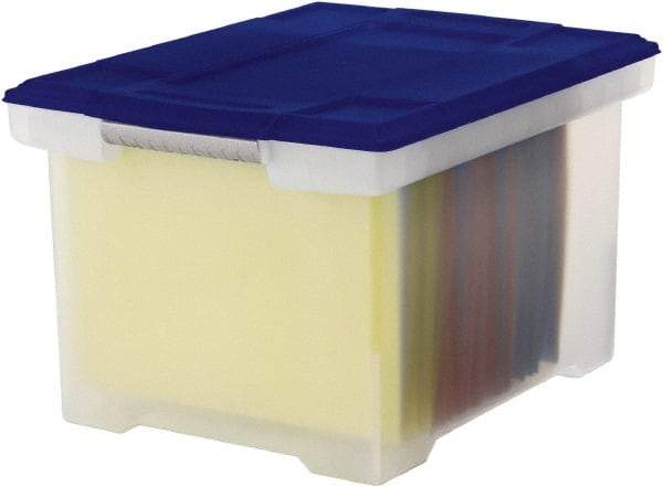 Storex - 1 Compartment, 18-1/2" Wide x 10-7/8" High x 14-1/4" Deep, Portable Storage Box - Plastic, Clear/Blue - A1 Tooling