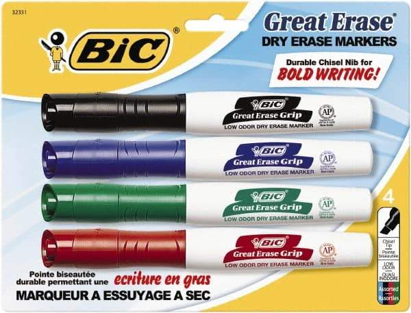 Bic - Assorted Colors, Great Erase Grip Chisel Tip Dry Erase Markers - For Use with Dry Erase Marker Boards - A1 Tooling