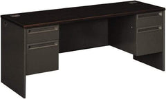 Hon - 72" Long x 29-1/2" High x 24" Deep, 4 Drawer Kneespace Credenza - Mahogany/Charcoal (Color), Metal - A1 Tooling