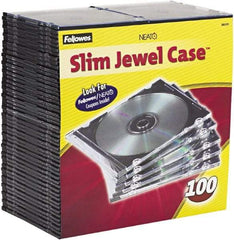 FELLOWES - 1 Compartment, 5-5/8" Wide x 4-15/16" High x 3/16" Deep, CD Case - Plastic, Clear/Black - A1 Tooling