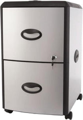 Storex - 19" Wide x 23" High x 15" Deep, 2 Drawer Mobile Pedestal - Plastic/Steel, Silver/Black - A1 Tooling