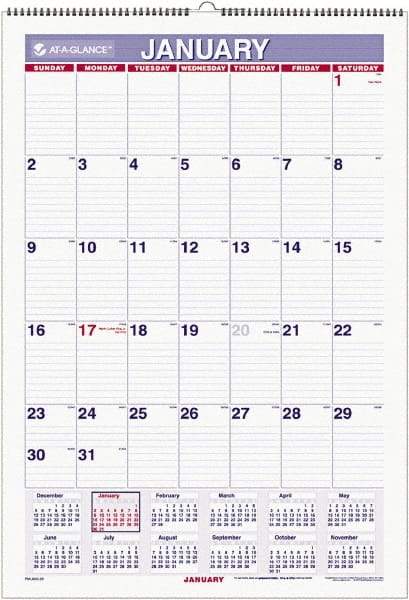 AT-A-GLANCE - 6 Sheet, 15-1/2 x 22-3/4", Ruled Blocks Wall Calendar - White - A1 Tooling