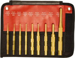 Mayhew - 9 Piece, 1/16 to 3/8", Brass Pilot Punch Kit - Round Shank, Brass, Comes in Pouch - A1 Tooling