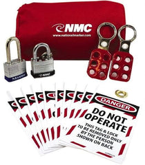 NMC - 5 Piece Lockout Tagout Kit - Keyed Differently, Comes in Pouch - A1 Tooling