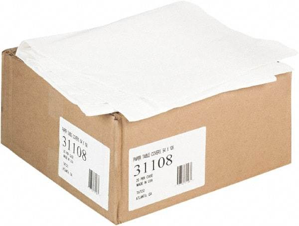 Tatco - Paper Table Cover, Embossed, with Plastic Liner, 54" x 108", White, 20/Carton - A1 Tooling