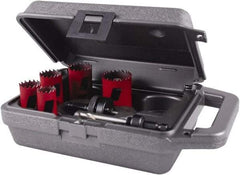 M.K. MORSE - 7 Piece, 7/8" to 1-1/2" Saw Diam, Mechanic's Hole Saw Kit - Bi-Metal, Toothed Edge, Pilot Drill Model No. MAPD301, Includes 2 Hole Saws - A1 Tooling