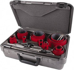 M.K. MORSE - 25 Piece, 3/4" to 4-3/4" Saw Diam, Contractor's Hole Saw Kit - Bi-Metal, Toothed Edge, Pilot Drill Model No. MAPD301, Includes 5 Hole Saws - A1 Tooling