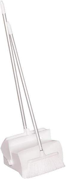 Remco - 14" Wide x 7-1/8" Deep x 47-1/2" High Upright Dustpan with Broom - Plastic Body, 37" Aluminum Handle, White - A1 Tooling