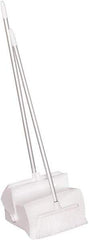 Remco - 14" Wide x 7-1/8" Deep x 47-1/2" High Upright Dustpan with Broom - Plastic Body, 37" Aluminum Handle, White - A1 Tooling