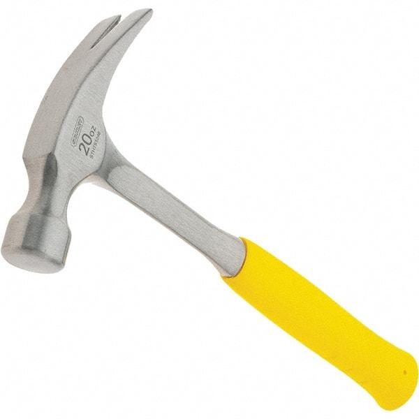 Stanley - 20 oz Head, Curved Claw Hammer - 12.91" OAL, Steel Head, 1.1" Face Diam, Smooth Face, Steel Handle with Grip - A1 Tooling