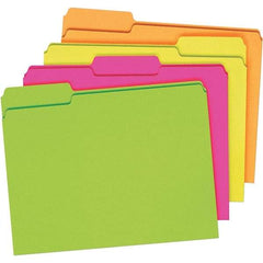 Pendaflex - 9-1/2 x 11-5/8", Letter Size, Assorted Glow, File Folders with Top Tab - 11 Point Stock, Assorted Tab Cut Location - A1 Tooling