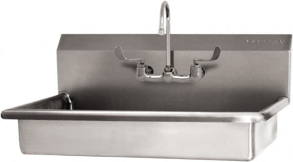 SANI-LAV - 27" Long x 16-1/2" Wide Inside, 1 Compartment, Grade 304 Stainless Steel (2) Person ADA Wash-Station with Manual Faucet - 16 Gauge, 30" Long x 20" Wide x 21-1/2" High Outside, 5-1/2" Deep - A1 Tooling