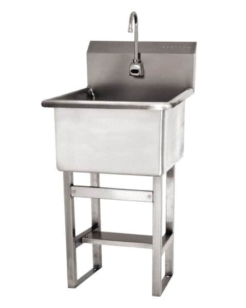 SANI-LAV - 24" Long x 24" Wide Inside, 1 Compartment, Grade 304 Stainless Steel ADA Hand Sink with Electronic Faucet - 14 Gauge, 27" Long x 27-1/2" Wide x 48" High Outside, 12" Deep - A1 Tooling