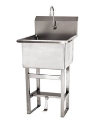 SANI-LAV - 24" Long x 24" Wide Inside, 1 Compartment, Grade 304 Stainless Steel Utility Sink Double Foot Pedal Valve - 14 Gauge, 27" Long x 27-1/2" Wide x 48" High Outside, 12" Deep - A1 Tooling