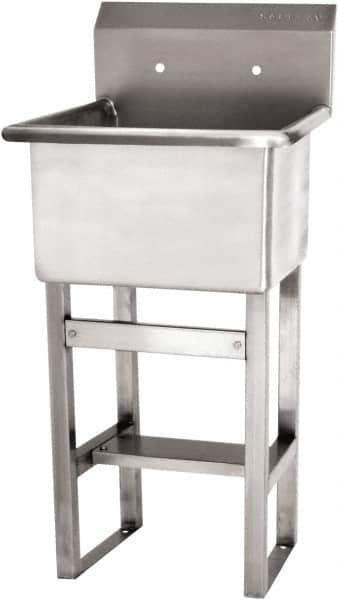 SANI-LAV - 18" Long x 18" Wide Inside, 1 Compartment, Grade 304 Stainless Steel Utility Sink Single Foot Pedal Valve - 14 Gauge, 21" Long x 20-1/2" Wide x 48" High Outside, 12" Deep - A1 Tooling