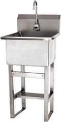 SANI-LAV - 18" Long x 18" Wide Inside, 1 Compartment, Grade 304 Stainless Steel Utility Sink Single Foot Pedal Valve - 14 Gauge, 21" Long x 20-1/2" Wide x 48" High Outside, 12" Deep - A1 Tooling