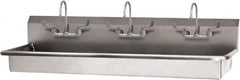 SANI-LAV - 65" Long x 16-1/2" Wide Inside, 1 Compartment, Grade 304 Stainless Steel (2) Person Wash-Station with Electronic Faucet - 16 Gauge, 68" Long x 20" Wide x 21-1/2" High Outside, 5-1/2" Deep - A1 Tooling