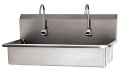 SANI-LAV - 37" Long x 16-1/2" Wide Inside, 1 Compartment, Grade 304 Stainless Steel (2) Person Wash-Station with Electronic Faucet - 16 Gauge, 40" Long x 20" Wide x 18" High Outside, 8" Deep - A1 Tooling