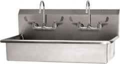 SANI-LAV - 37" Long x 16-1/2" Wide Inside, 1 Compartment, Grade 304 Stainless Steel (2) Person Wash-Station with Manual Faucet - 16 Gauge, 40" Long x 20" Wide x 18" High Outside, 8" Deep - A1 Tooling