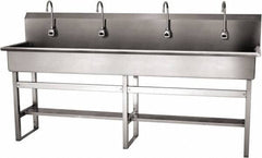 SANI-LAV - 77" Long x 16-1/2" Wide Inside, 1 Compartment, Grade 304 Stainless Steel (4) Person Wash-Station with Electronic Faucet - 16 Gauge, 80" Long x 20" Wide x 45" High Outside, 8" Deep - A1 Tooling