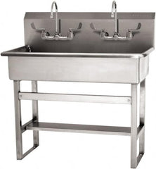 SANI-LAV - 37" Long x 16-1/2" Wide Inside, 1 Compartment, Grade 304 Stainless Steel (3) Person Wash-Station with Manual Faucet - 16 Gauge, 40" Long x 20" Wide x 45" High Outside, 8" Deep - A1 Tooling