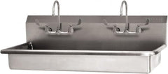 SANI-LAV - 45" Long x 16-1/2" Wide Inside, 1 Compartment, Grade 304 Stainless Steel (3) Person ADA Wash-Station with Electronic Faucet - 16 Gauge, 48" Long x 20" Wide x 21-1/2" High Outside, 5-1/2" Deep - A1 Tooling